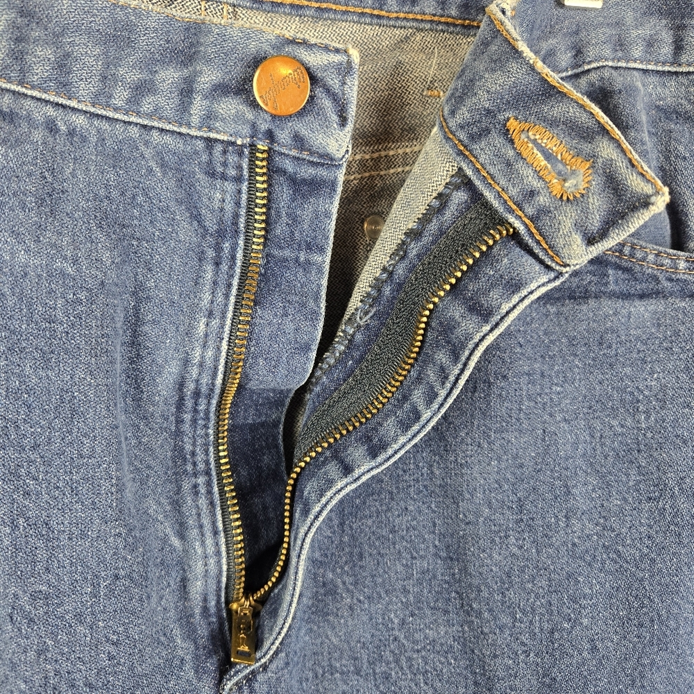 Vintage Wrangler Mens Straight Leg Blue Denim Jeans Size 35x34 - Picture 4 of 15